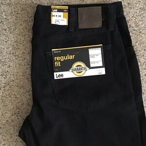 Lee Men's Dark Black Straight Jeans